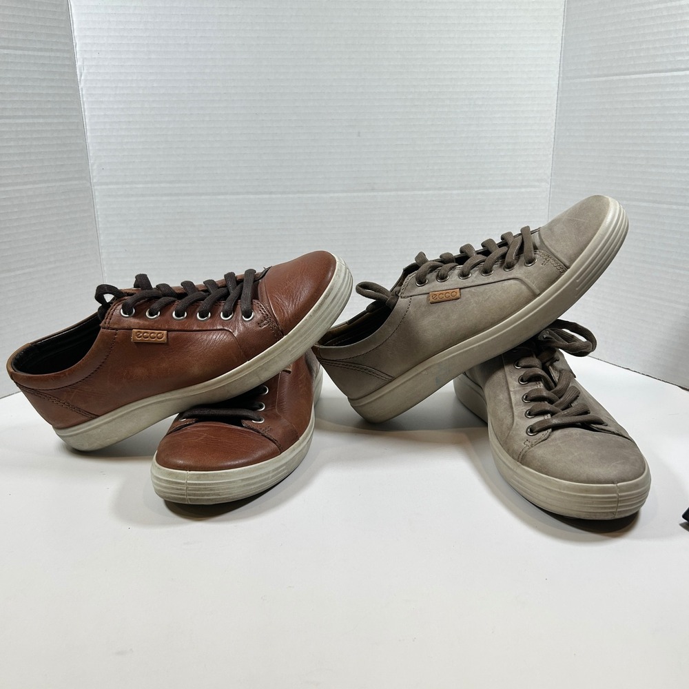 ECCO Shoe Mens Size 5 Soft 7 Leather Sneakers Bundle Brown Gray Wide Golf Casual